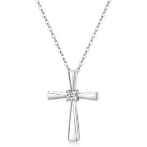 🆕 Women Silver Small Cross Necklace Stunning Shine Wearing Stylish Jewelry Gift
